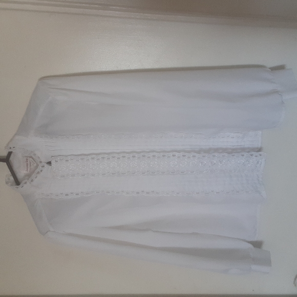 Vintage Tops - Vintage 80s Polyester Dress Lace Blouse Sz 16